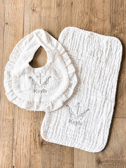 Personalized Baptism Bib & Burp Cloth