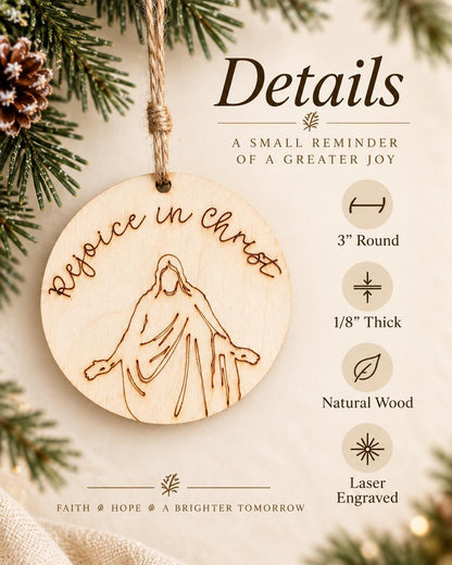 Rejoice in Christ Script Ornament
