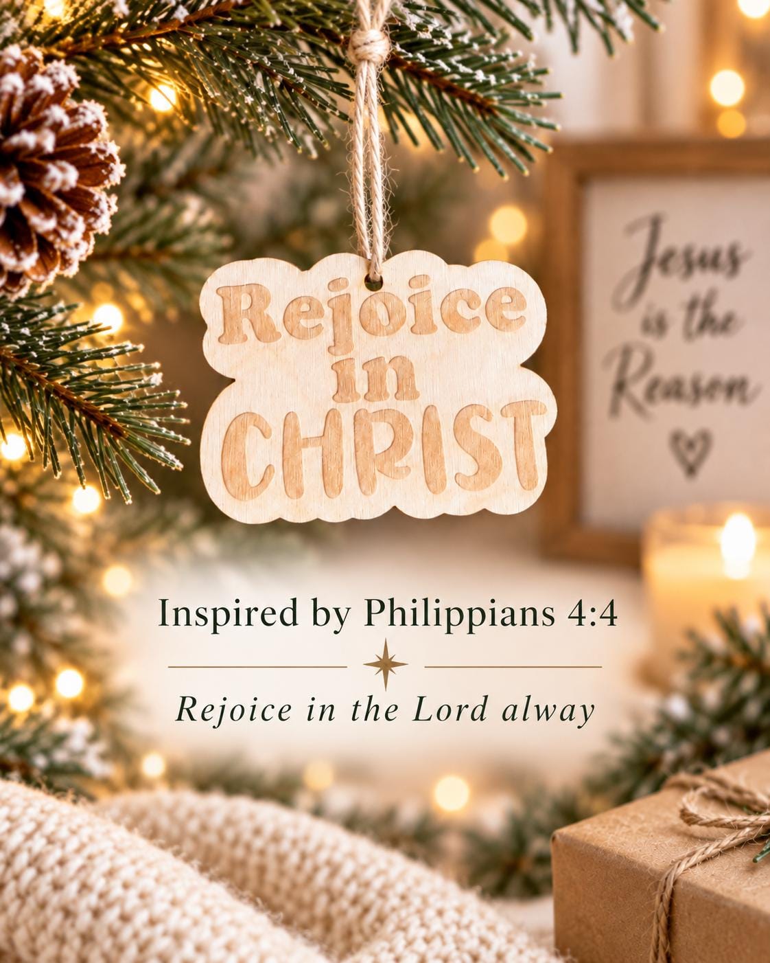 Rejoice in Christ Retro Ornament