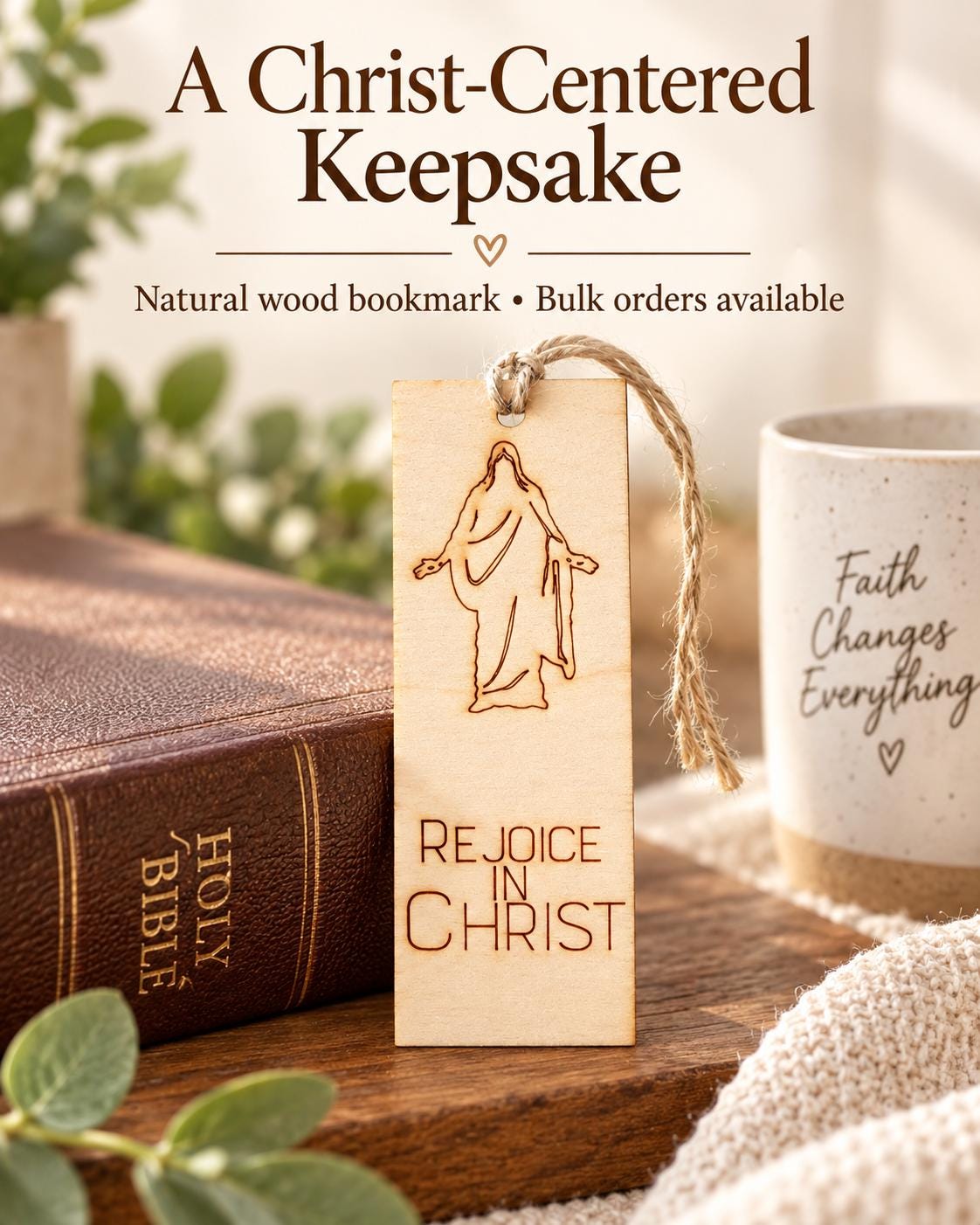 Rejoice in Christ Christus Wood Bookmark