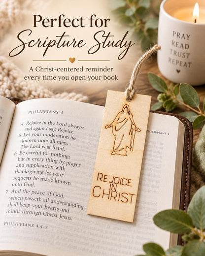 Rejoice in Christ Christus Wood Bookmark