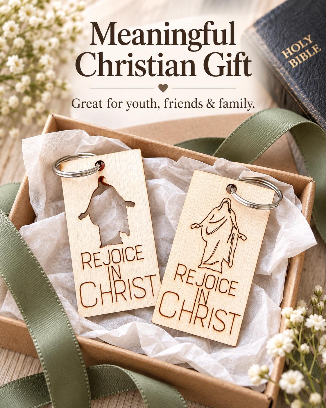 Rejoice in Christ Keychain | Pick Your Style