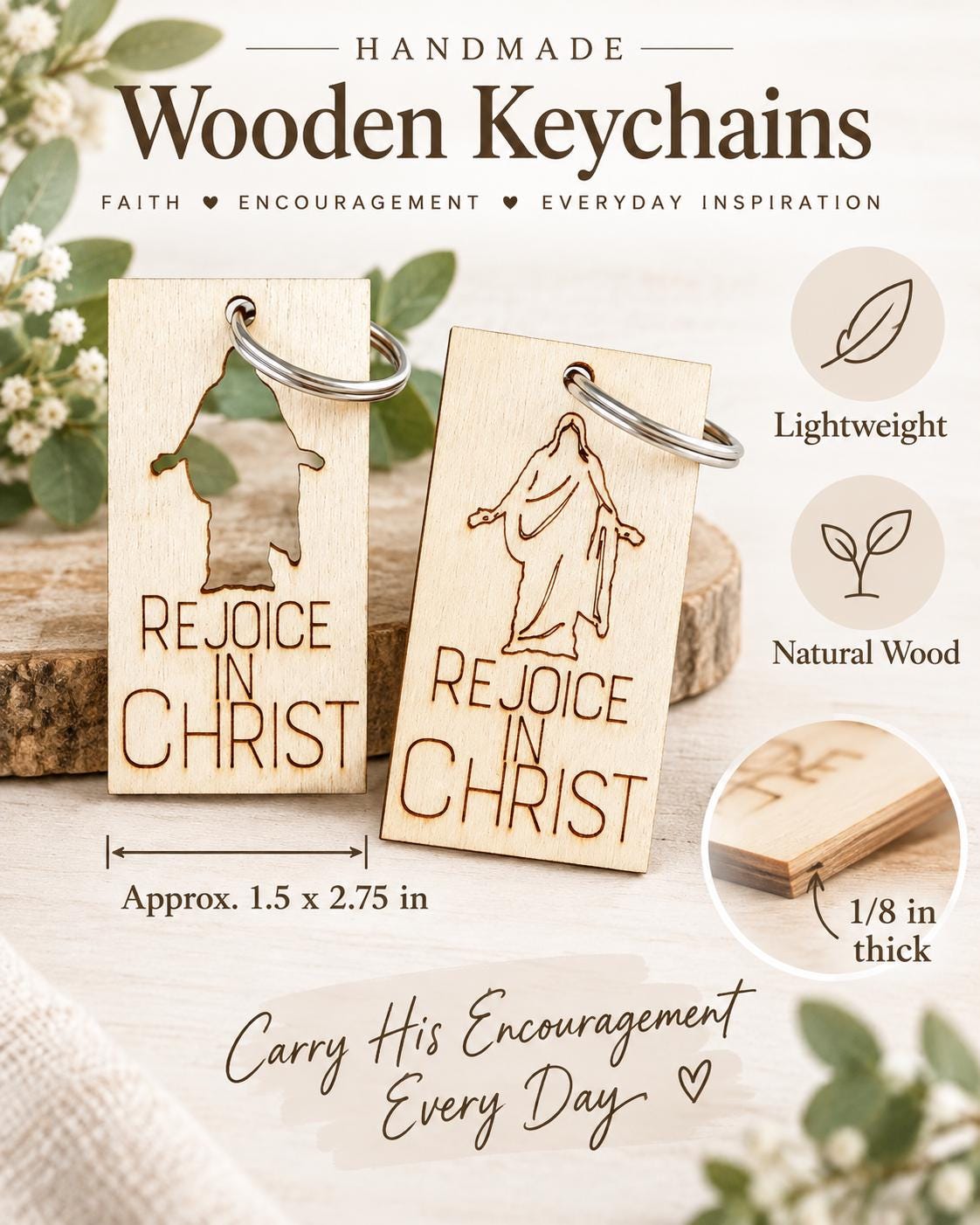 Rejoice in Christ Keychain | Pick Your Style