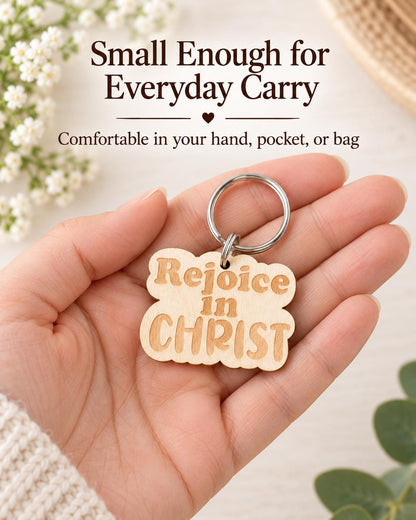 Rejoice in Christ Retro Keychain