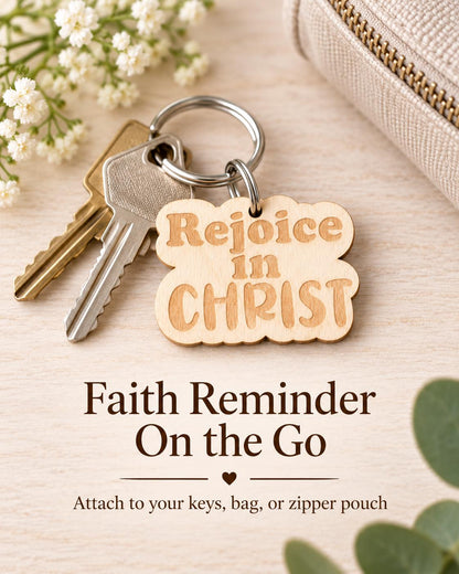 Rejoice in Christ Retro Keychain