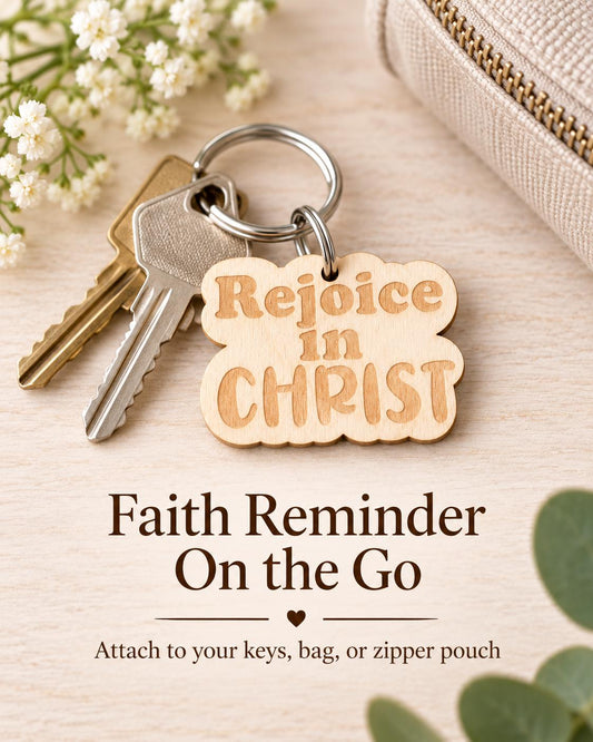 Rejoice in Christ Retro Keychain
