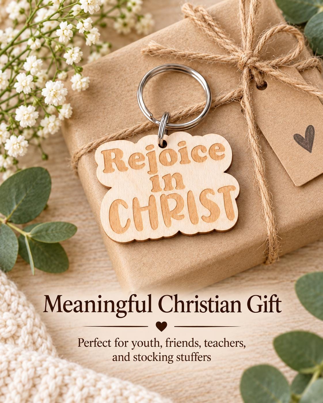 Rejoice in Christ Retro Keychain
