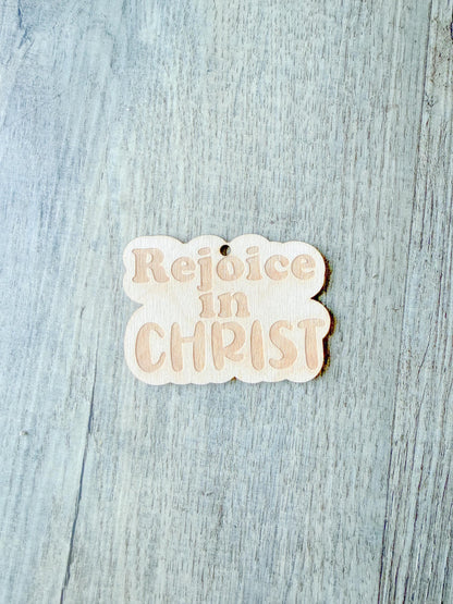 Rejoice in Christ Retro Keychain