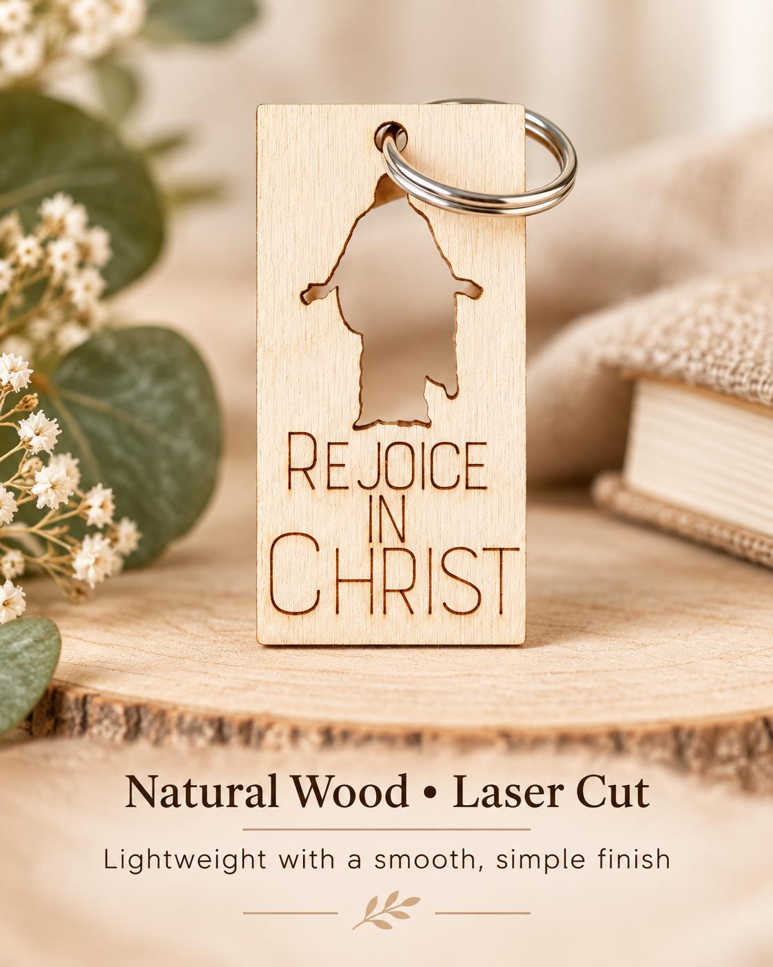 Rejoice in Christ Silhouette Keychain