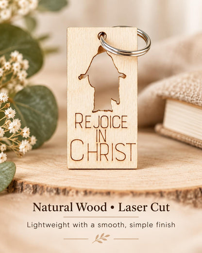 Rejoice in Christ Silhouette Keychain