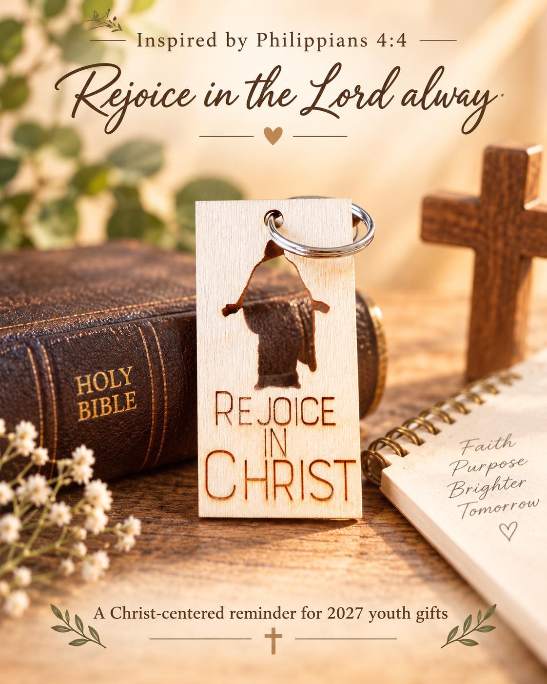 Rejoice in Christ Silhouette Keychain
