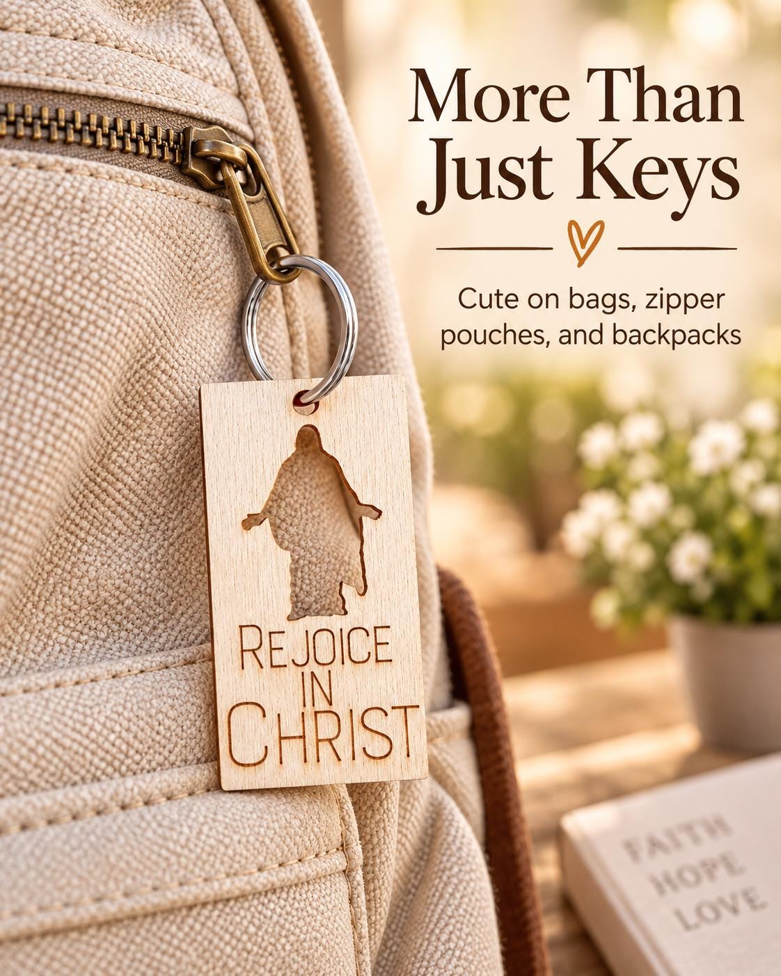 Rejoice in Christ Silhouette Keychain