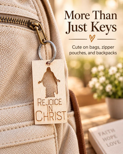 Rejoice in Christ Silhouette Keychain