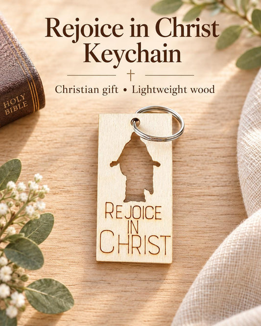 Rejoice in Christ Silhouette Keychain