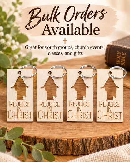Rejoice in Christ Silhouette Keychain