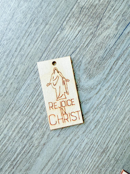 Rejoice in Christ Engraved Christus Keychain