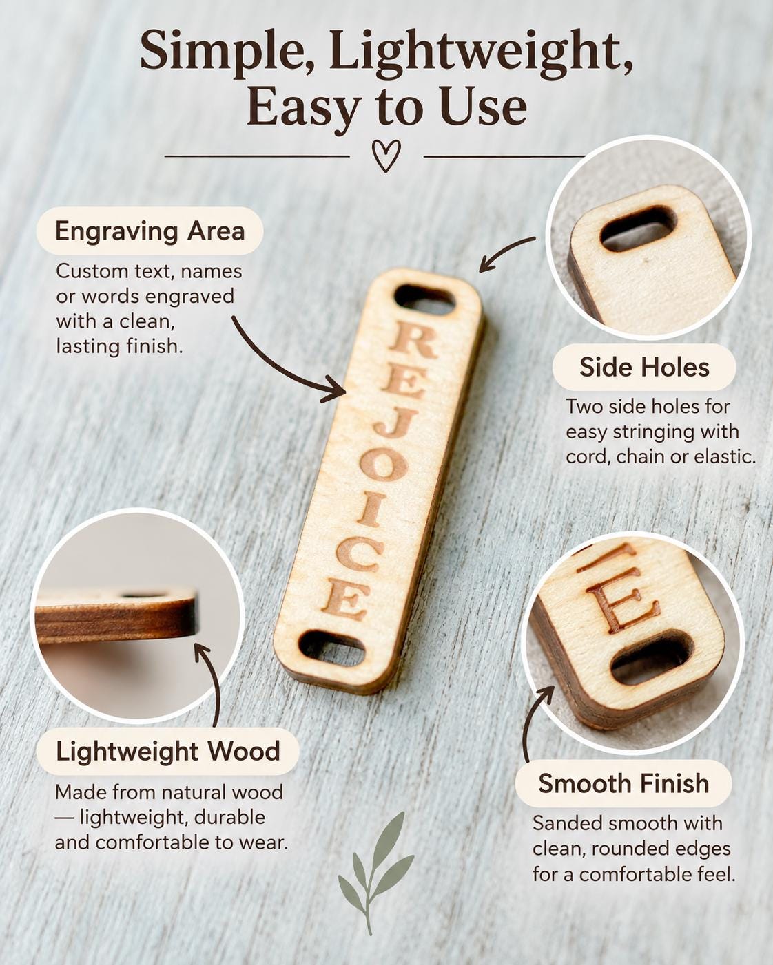 Custom Engraved Wood Bracelet Bars