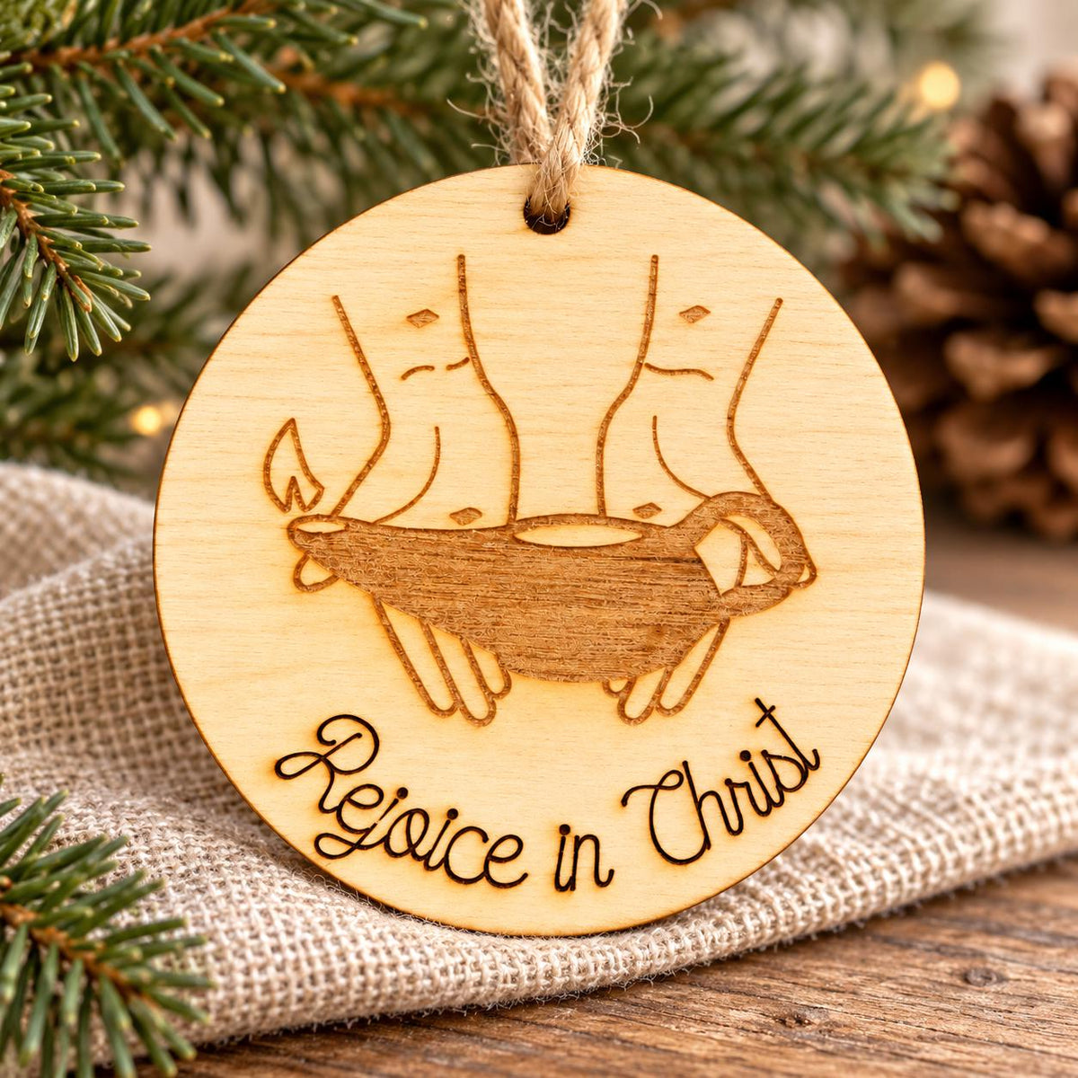 Rejoice in Christ Oil Lamp Ornament