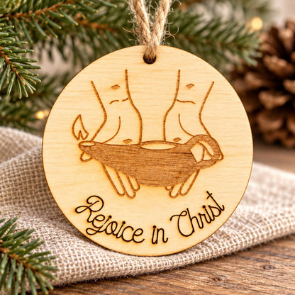 Rejoice in Christ Oil Lamp Ornament