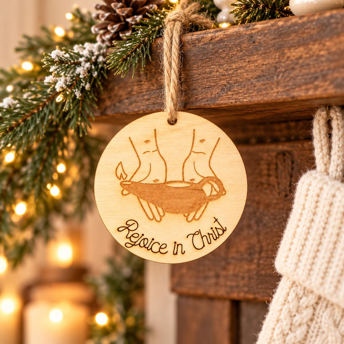 Rejoice in Christ Oil Lamp Ornament