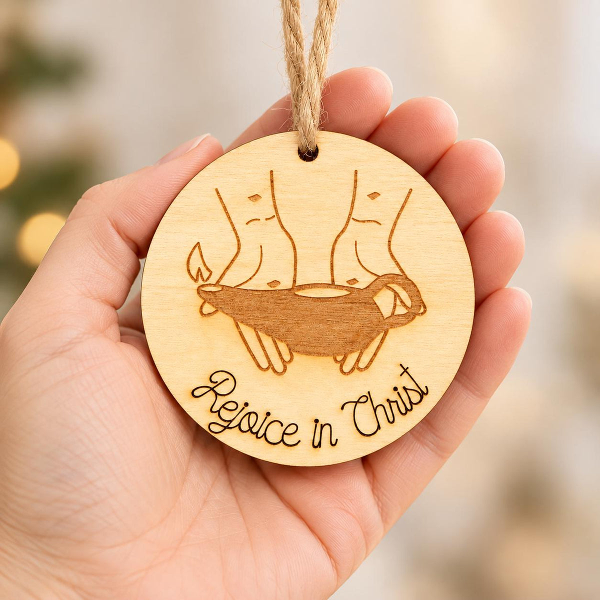 Rejoice in Christ Oil Lamp Ornament