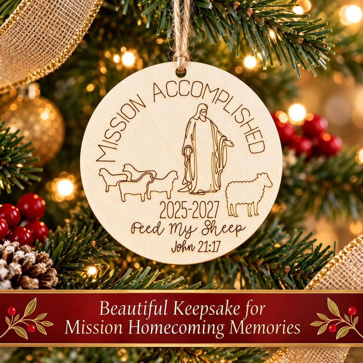 Mission Accomplished Personalized Missionary Ornament