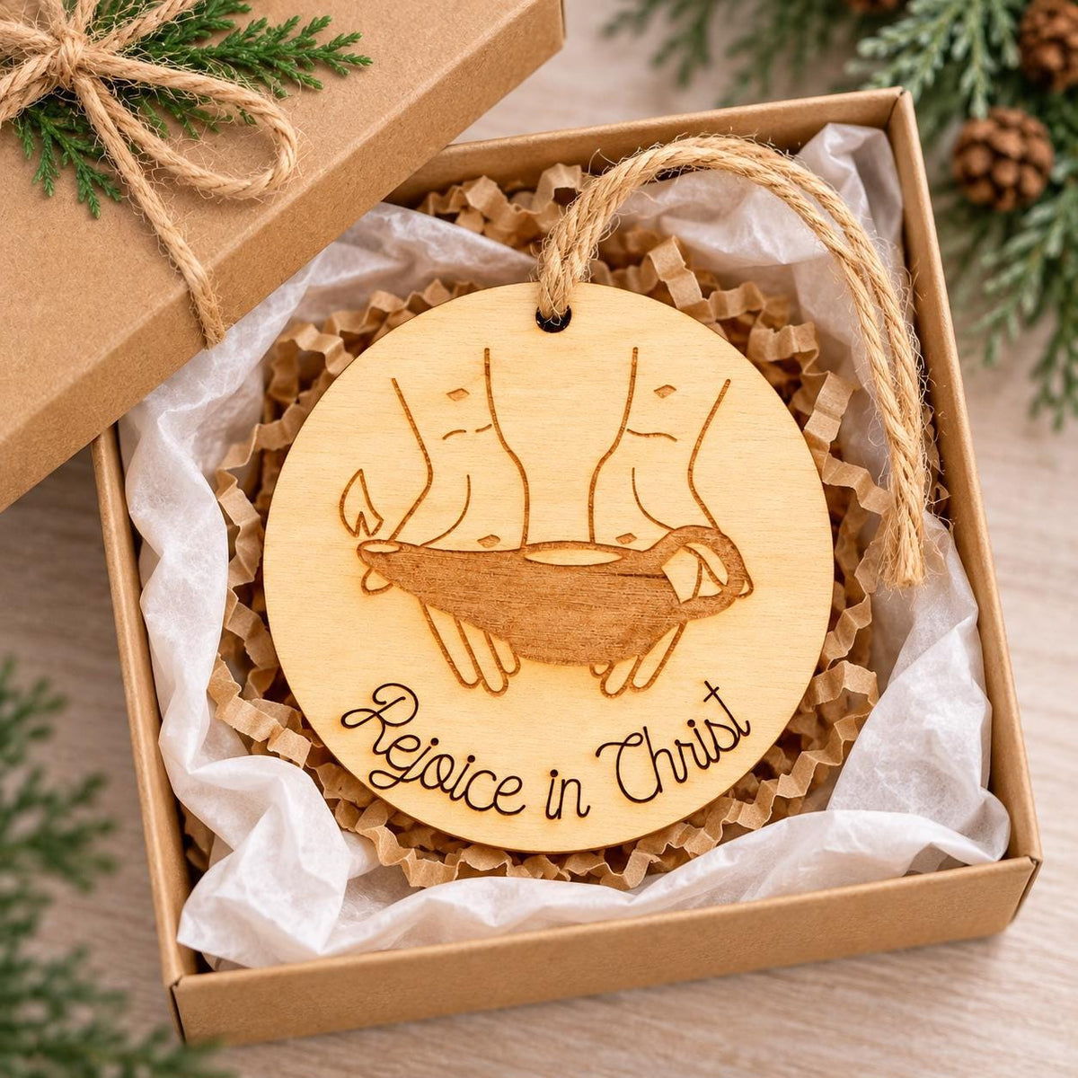 Rejoice in Christ Oil Lamp Ornament