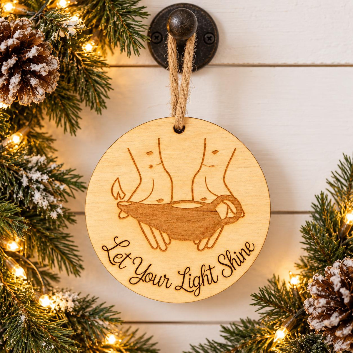 Let Your Light Shine Wood Ornament