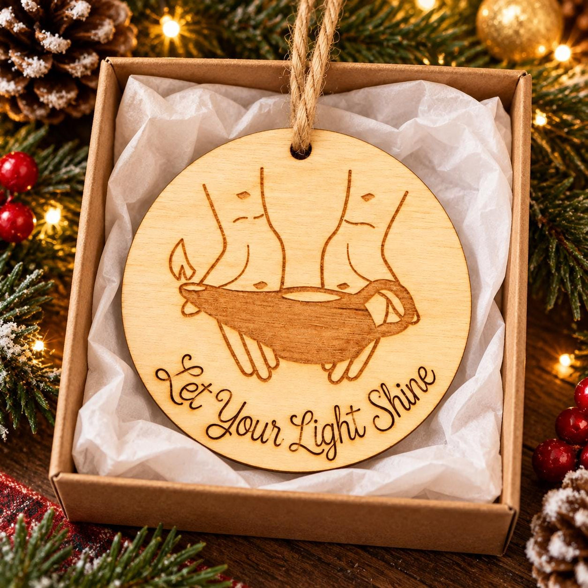 Let Your Light Shine Wood Ornament