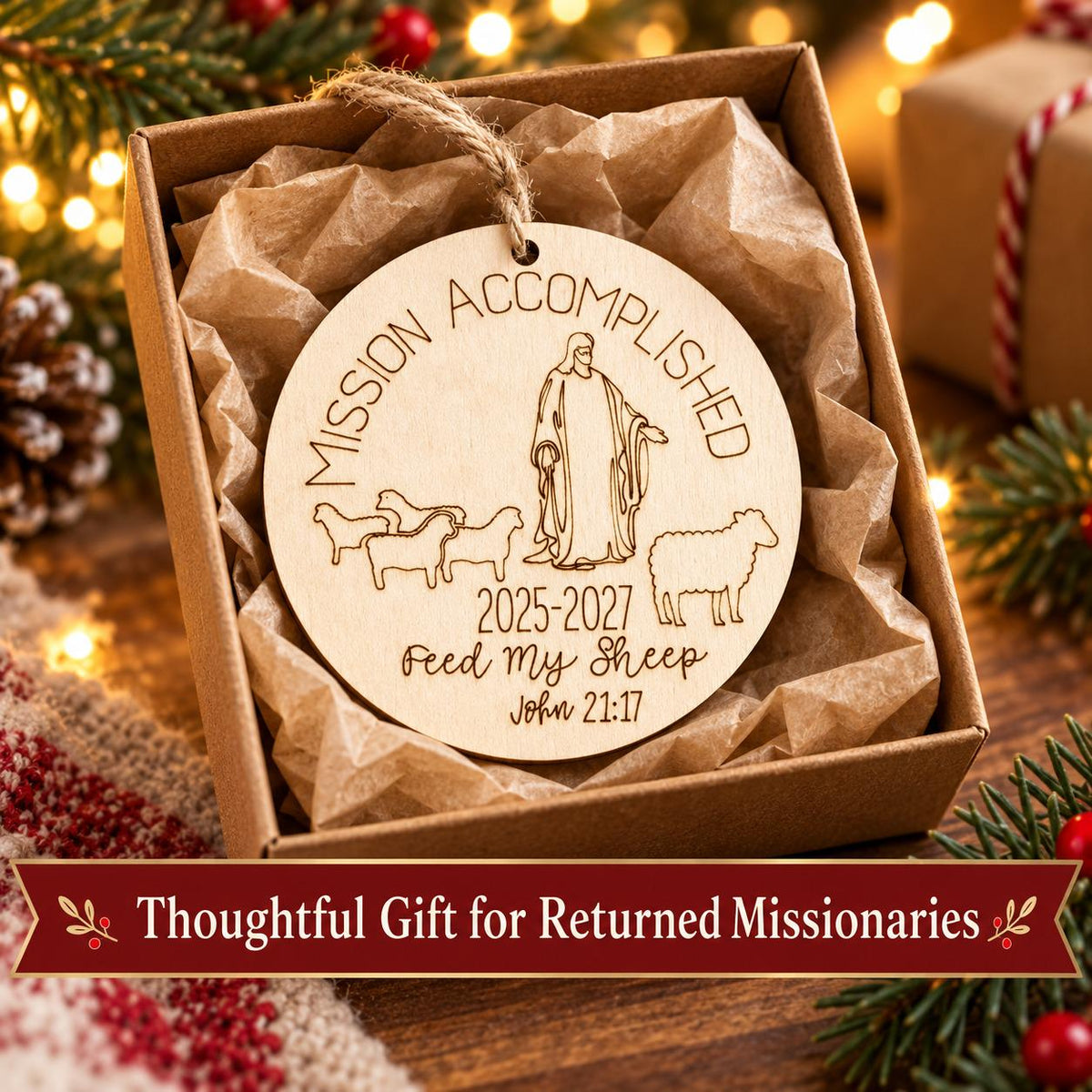 Mission Accomplished Personalized Missionary Ornament