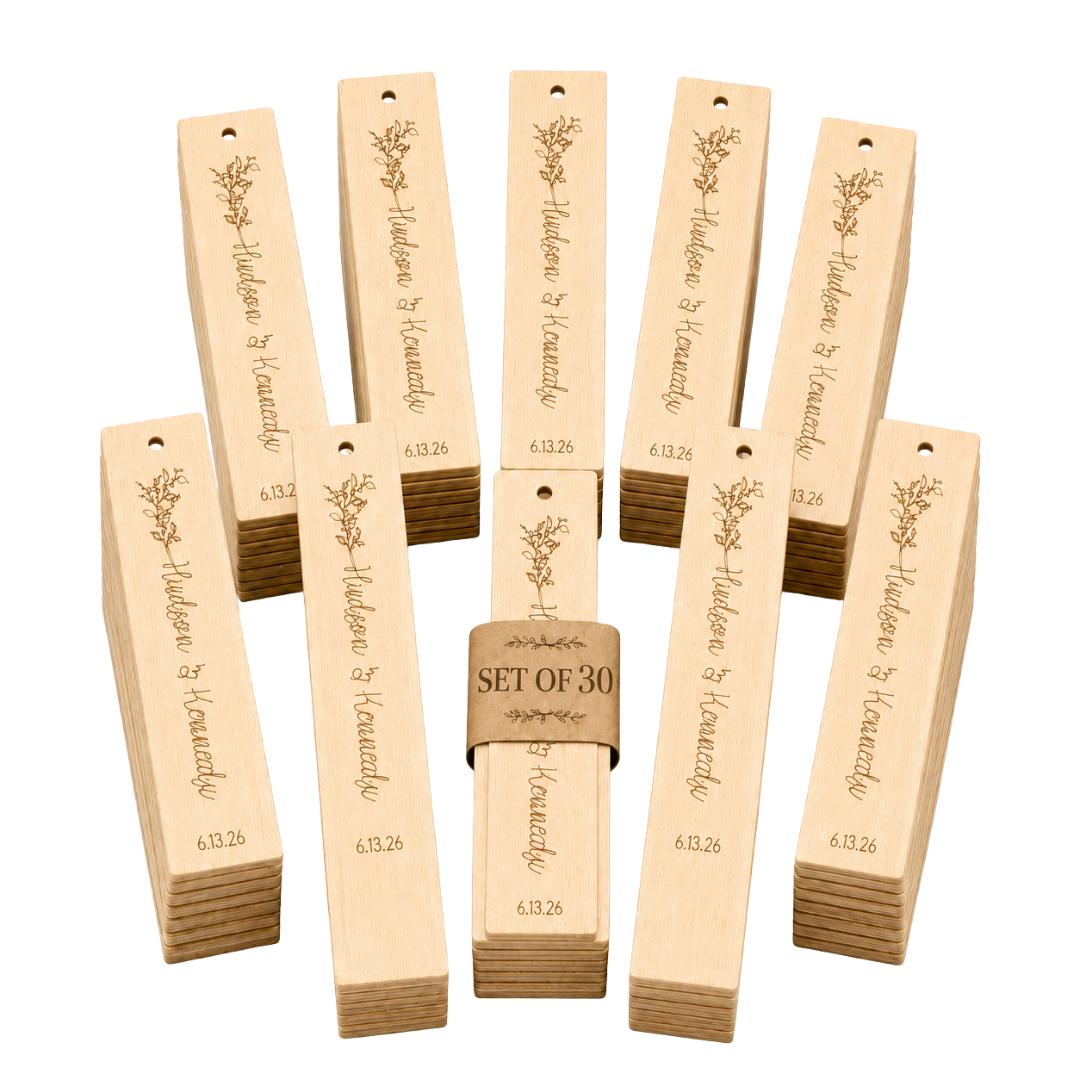 Personalized Wood Wedding Favor Bookmarks