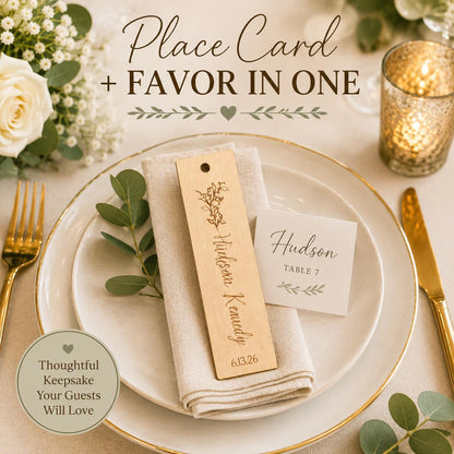 Personalized Wood Wedding Favor Bookmarks