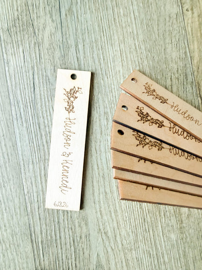 Personalized Wood Wedding Favor Bookmarks
