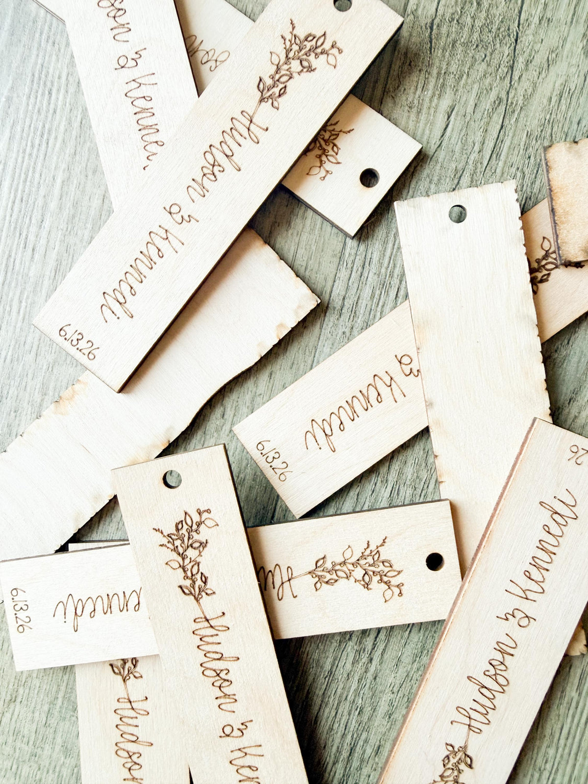Personalized Wood Wedding Favor Bookmarks