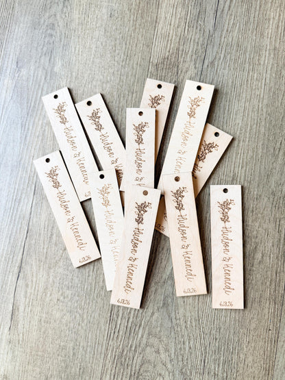 Personalized Wood Wedding Favor Bookmarks