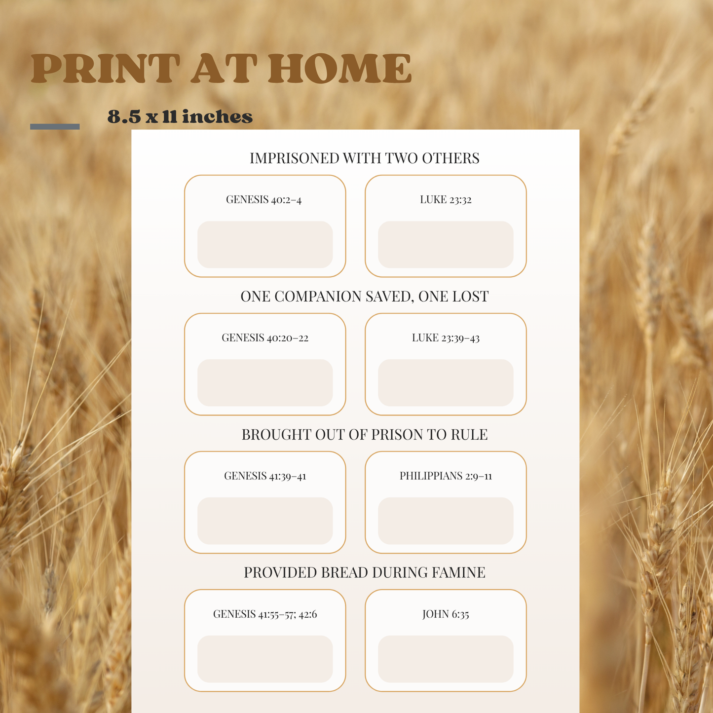 Joseph in Egypt Foreshadows Jesus Christ Printable