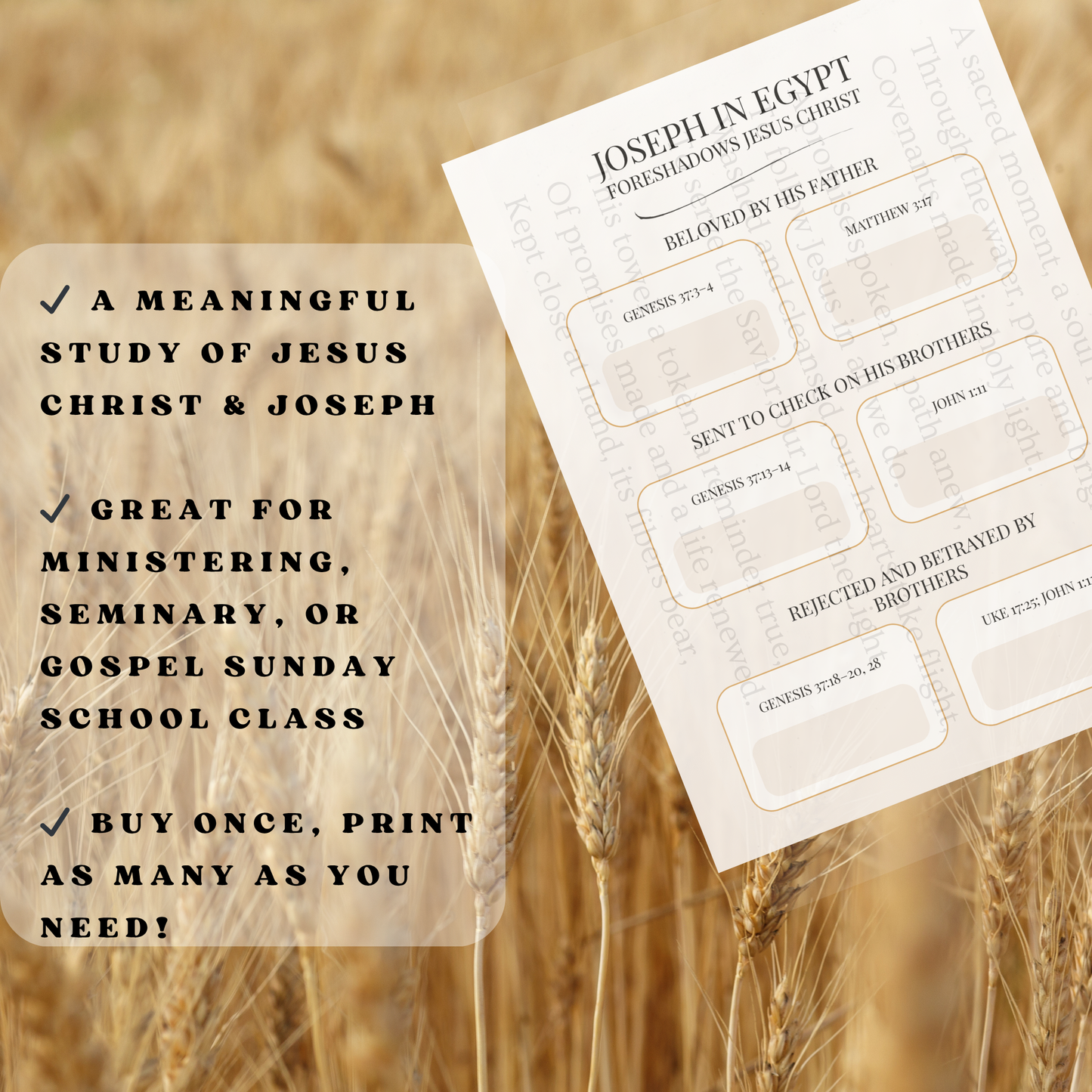 Joseph in Egypt Foreshadows Jesus Christ Printable