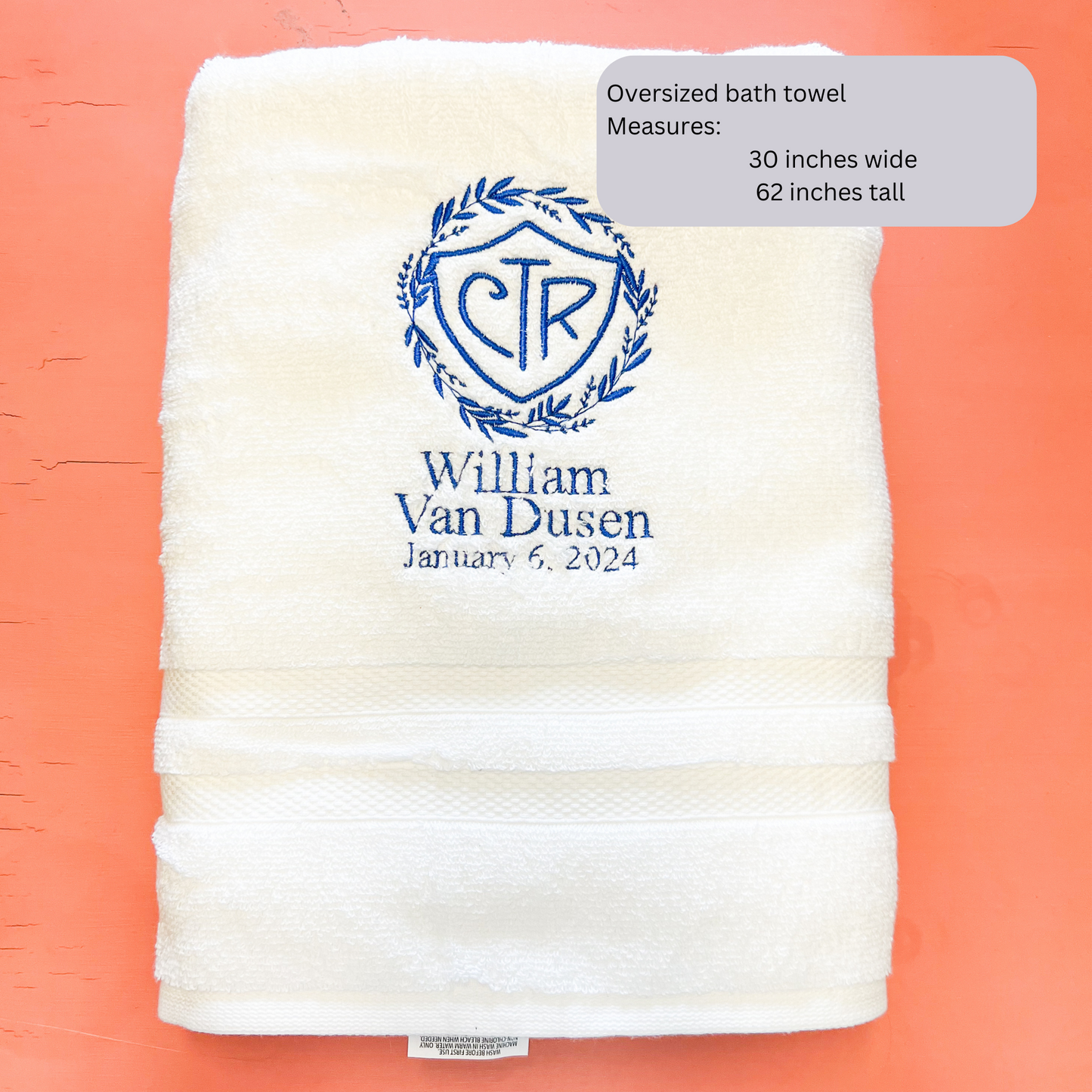 Custom CTR Baptism Towel | Wreath
