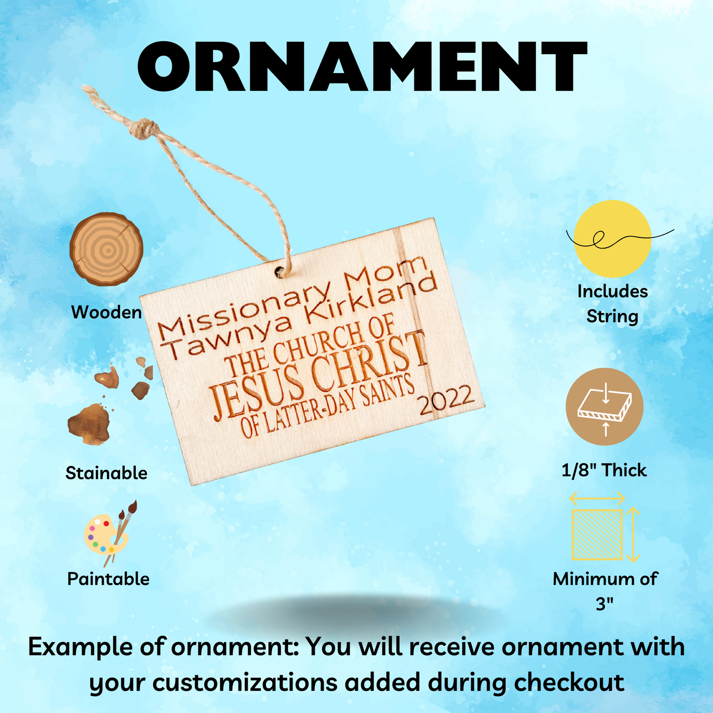Custom Missionary Name Tag Ornament