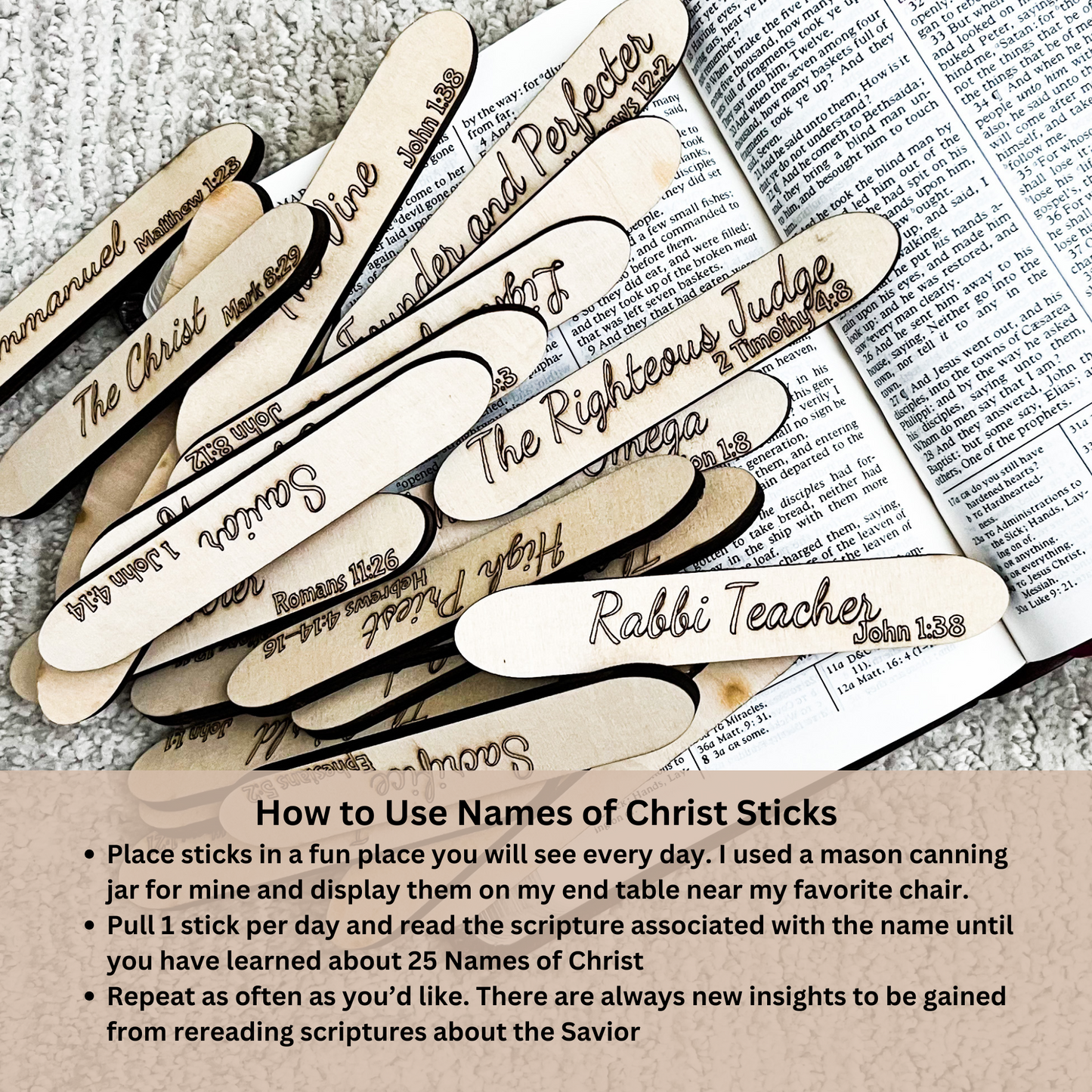25 Names of Christ Bible Verse Sticks