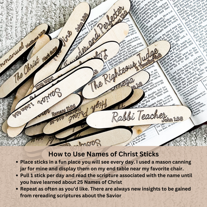 25 Names of Christ Bible Verse Sticks
