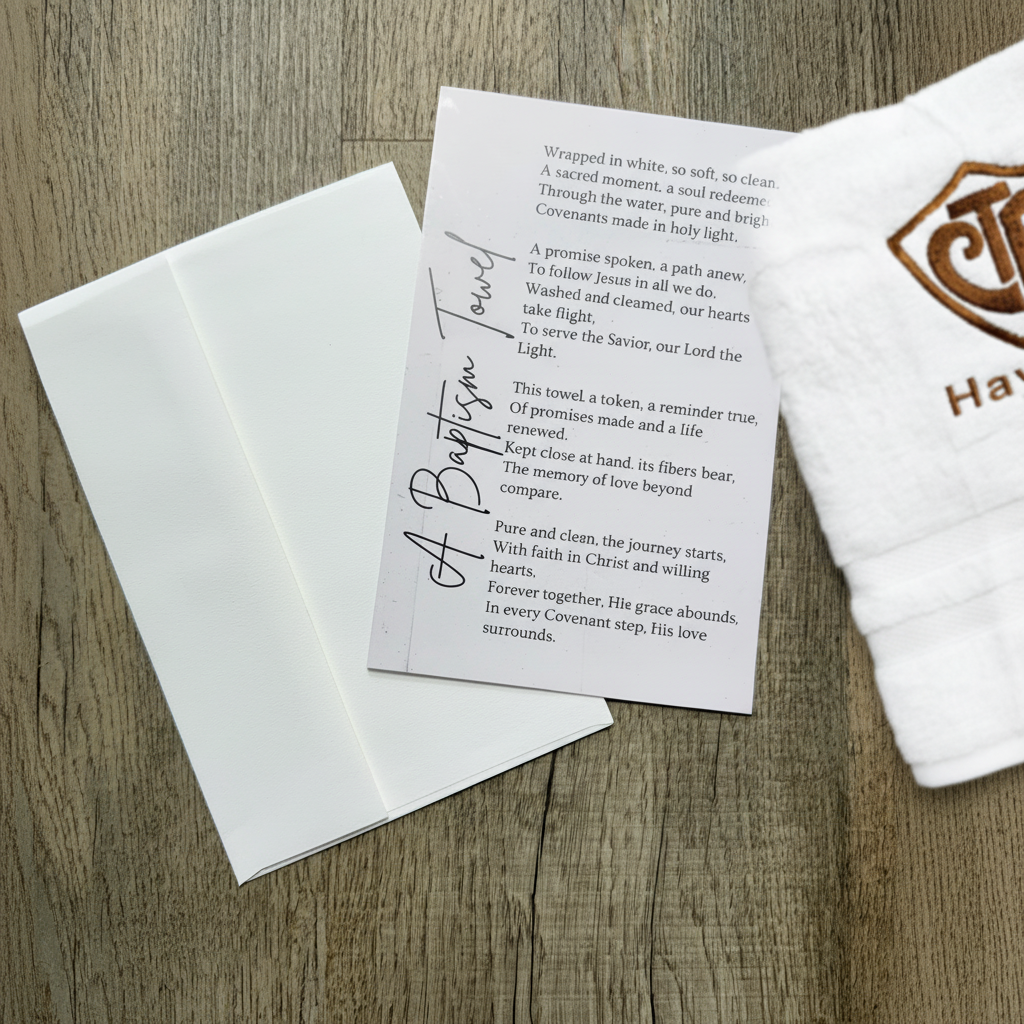 Wrapped in White Baptism Poem Card & Envelope