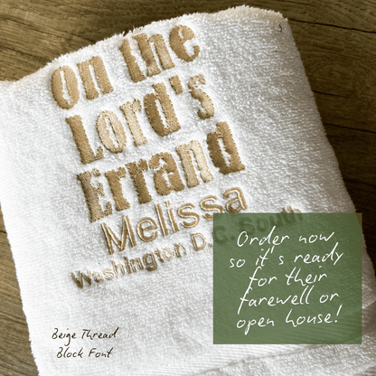 On the Lord's Errand LDS Missionary Towel