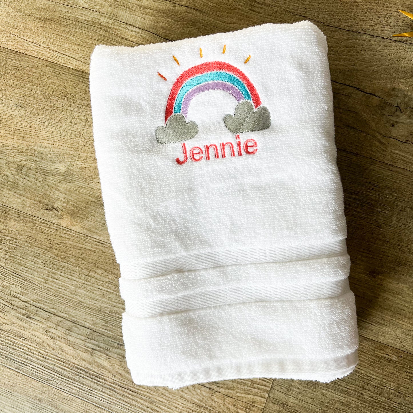 Personalized Rainbow Baptism Towel