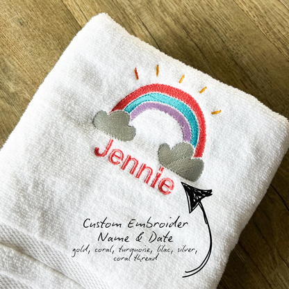 Personalized Rainbow Baptism Towel