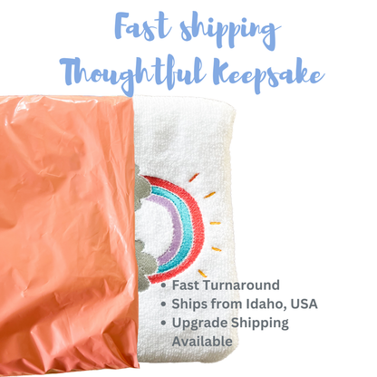 Personalized Rainbow Baptism Towel