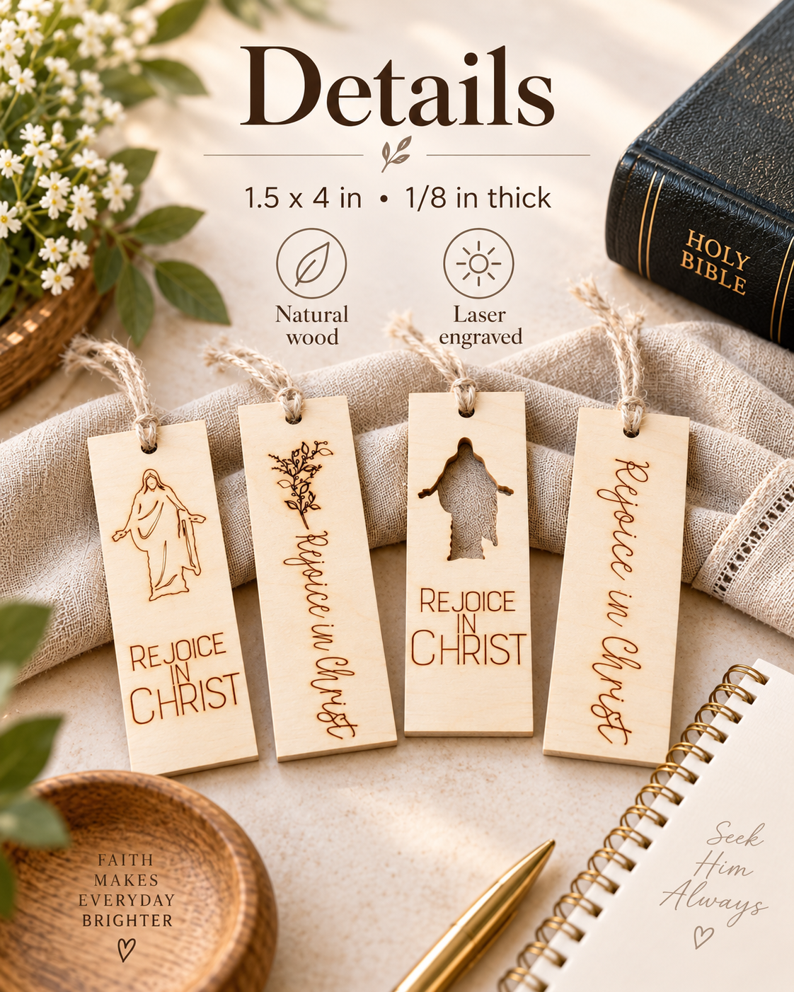 Rejoice in Christ Wood Bookmark | 2027 LDS Youth Theme Gift
