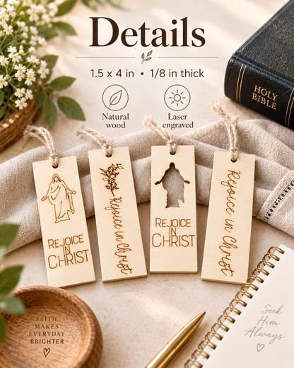 Rejoice in Christ Wood Bookmark | 2027 LDS Youth Theme Gift