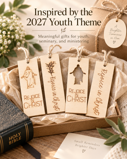 Rejoice in Christ Wood Bookmark | 2027 LDS Youth Theme Gift