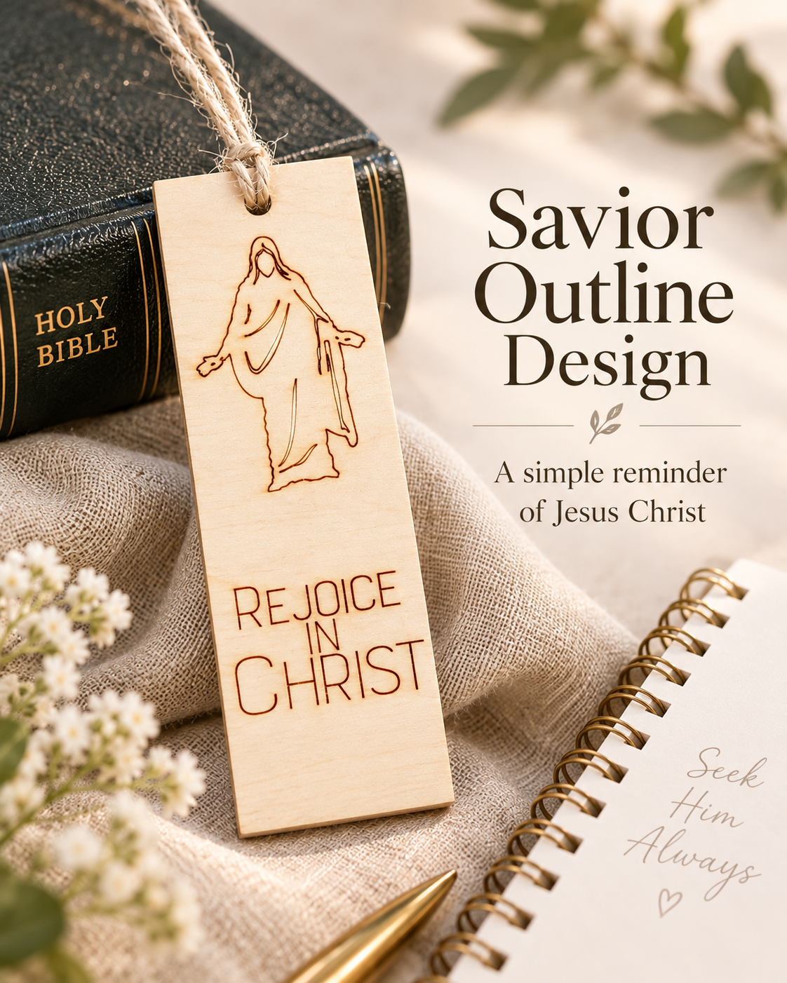 Rejoice in Christ Wood Bookmark | 2027 LDS Youth Theme Gift